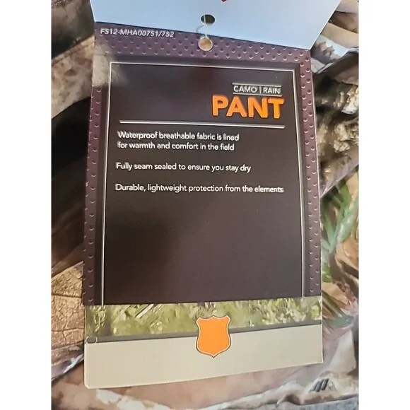 NWT Field & Stream Camouflage Hunting Waterproof Pants Men Size Large - Picture 8 of 13